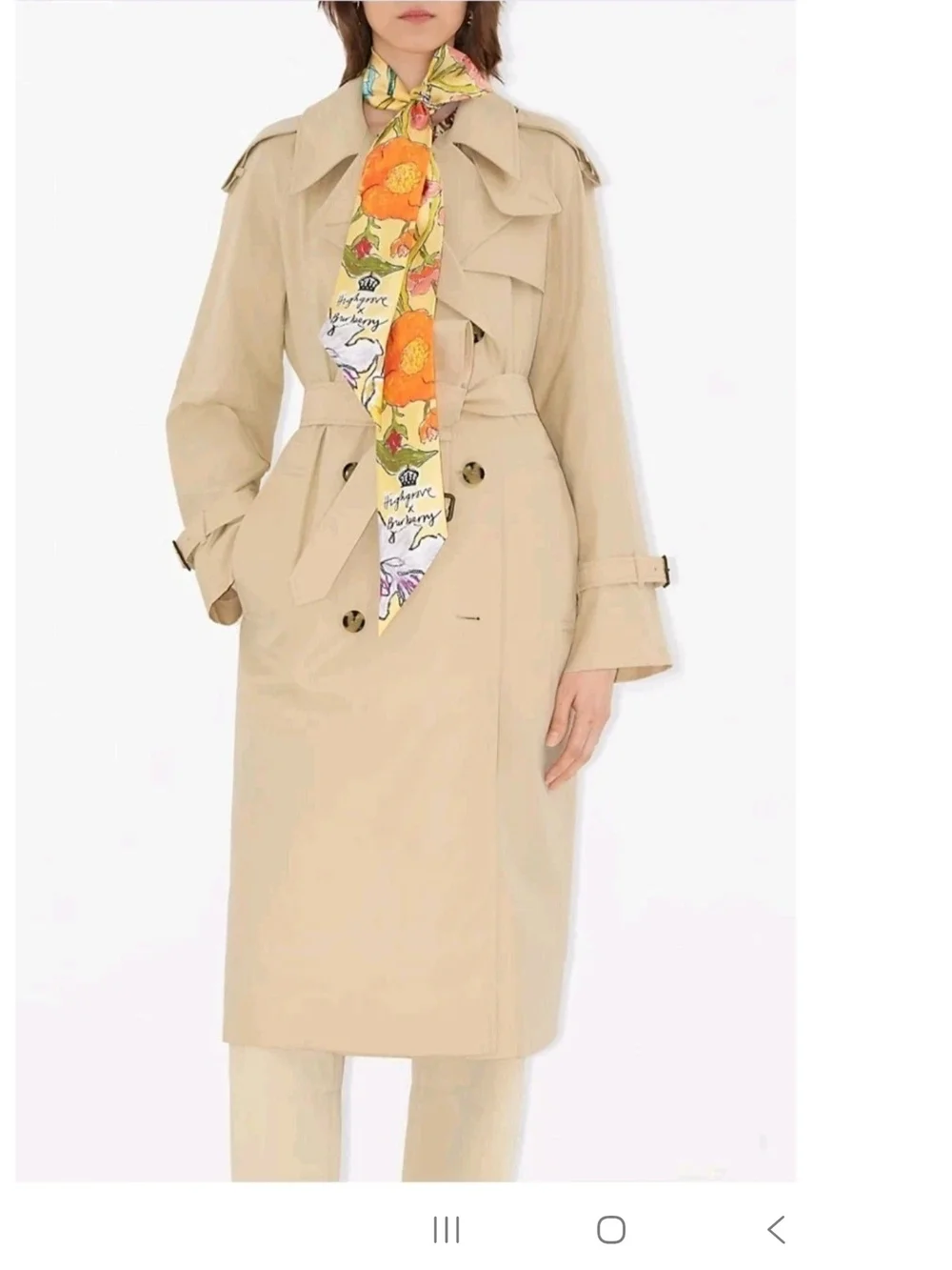 Burberry Skinny Silk Cascading Flowers Scarf Light Pink NWT